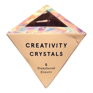 NIB RARE UNIQUE CREATIVITY CRYSTALS FIVE TRANSLUCENT "CRYSTAL" ERASERS